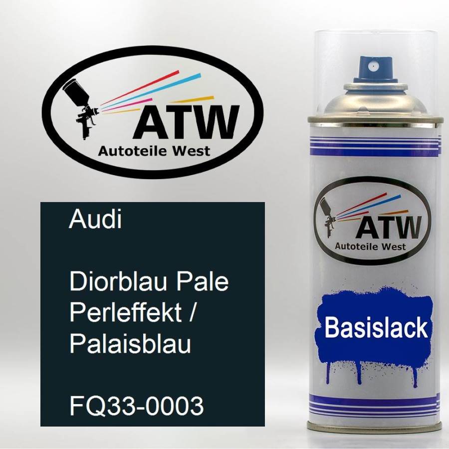 Audi, Diorblau Pale Perleffekt / Palaisblau, FQ33-0003: 400ml Sprühdose, von ATW Autoteile West.